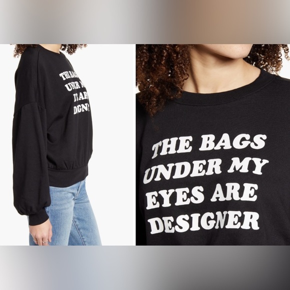 Bags Under My Eyes Are Designer Black White Top Sweater Ten Sixty Sherman Medium - Picture 12 of 12